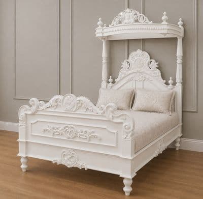 Four Poster Half Tester Bed in Antique White