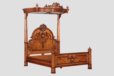 Four Poster Half Tester Bed in Burr Walnut