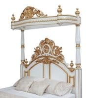 Four Poster Half Tester Bed in White and Gold