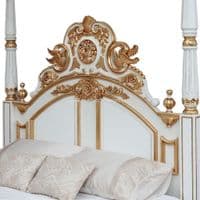 Four Poster Half Tester Bed in White and Gold