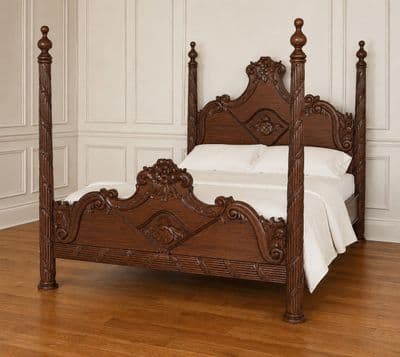 Four Poster Palais Ornate Bed in Mahogany