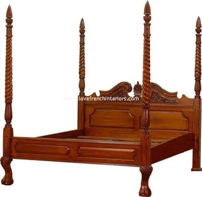 Four Poster with Barley Twist Posts in Mahogany
