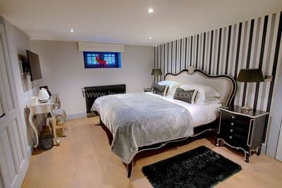 French Black & Silver Upholstered Bed