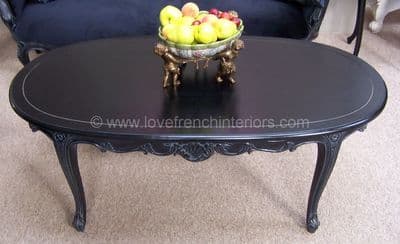French Coffee Table in Noir Black