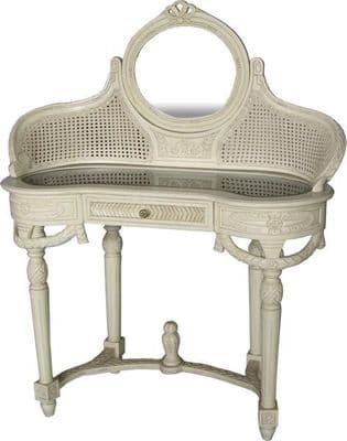 French Dressing Table and Mirror with Rattan