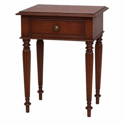 French Fluted Leg Side Table with Drawer
