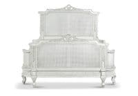 French Rattan Bed in Distressed White