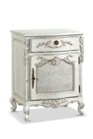 French Rattan Bed in Distressed White