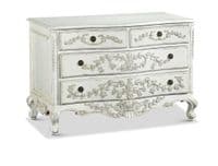 French Rattan Bed in Distressed White
