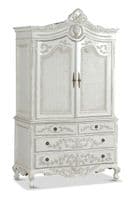 French Rattan Bed in Distressed White