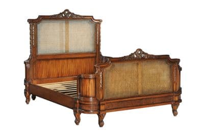 French Rattan Bed in Mahogany