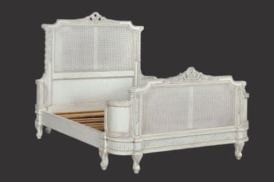 French Rattan Bed with Distressing