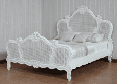 French Triple Panel Rattan Bed
