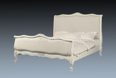 French Upholstered Bed in Antique White