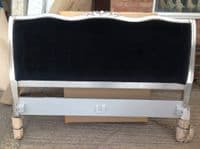 French Upholstered Bed in Silver Leaf 2