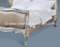 French Upholstered Bed in Silver Leaf 2