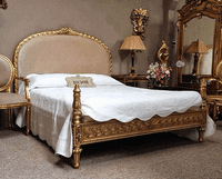 French Upholstered Gold Leaf Bed