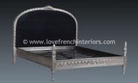 French Upholstered Gold Leaf Bed