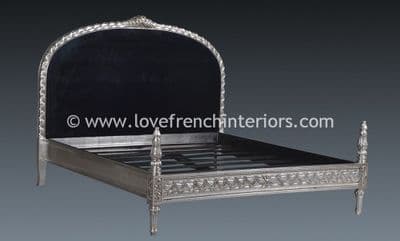 French Upholstered Silver Leaf Bed