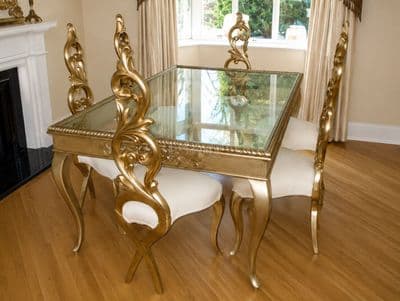 Glass and Mahogany Dining Table
