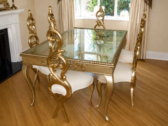 Glass and Mahogany Dining Table