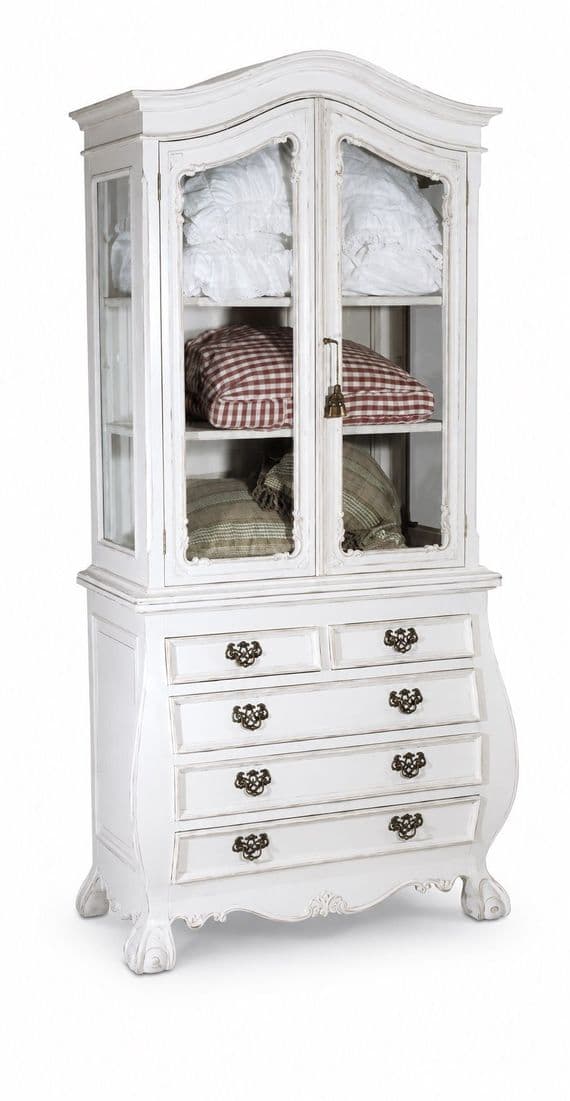 Glass Display Cabinet with Bombe Base