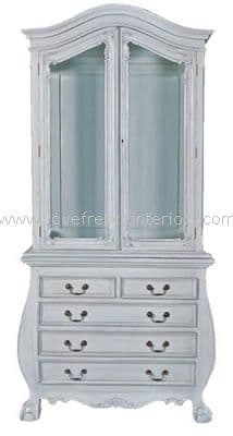 Glass Display Cabinet with Bombe Base