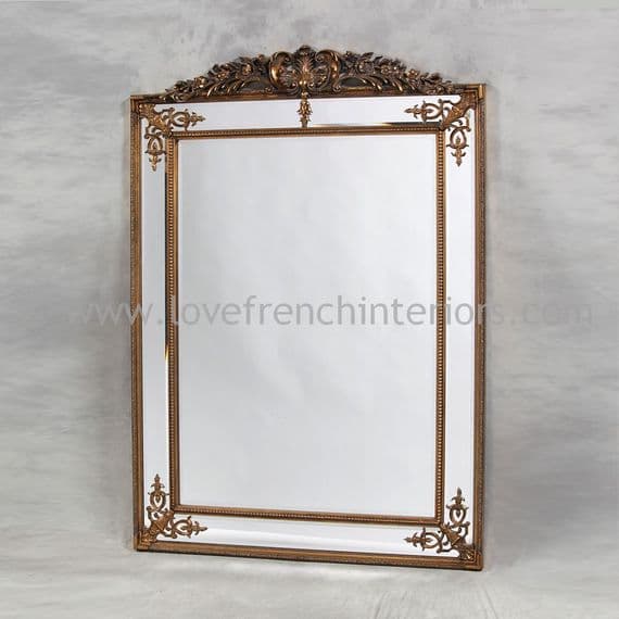 Gold French Crested Mirror