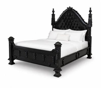 Gothic Arch Bed in Black Velvet