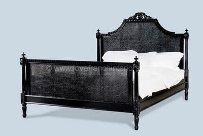 Isabelle Rattan Bed in Noir Black