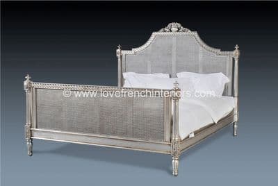 Isabelle Rattan Bed in Silver Leaf