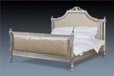Isabelle Upholstered Bed in Silver Leaf