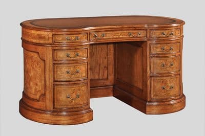 Kidney Large Writing Desk in Burr Walnut