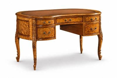 Kidney Writing Desk in Burr Walnut