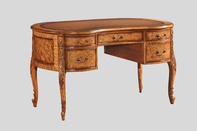 Kidney Writing Desk in Burr Walnut