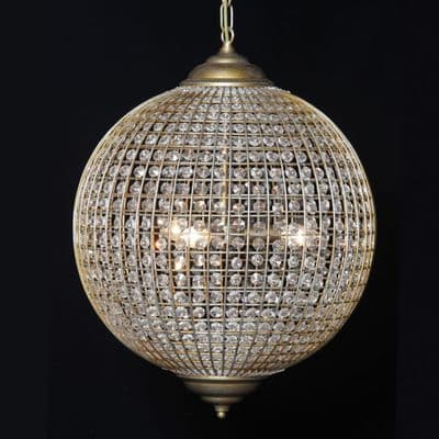 Large Gold Finish Globe Chandelier