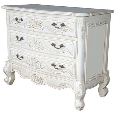 Louis 3 Drawer Chest in Antique White