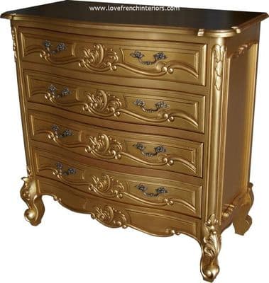 Louis 4 Drawer French Chest in Antique Gold