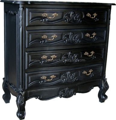 Louis 4 Drawer French Chest in Noir Black