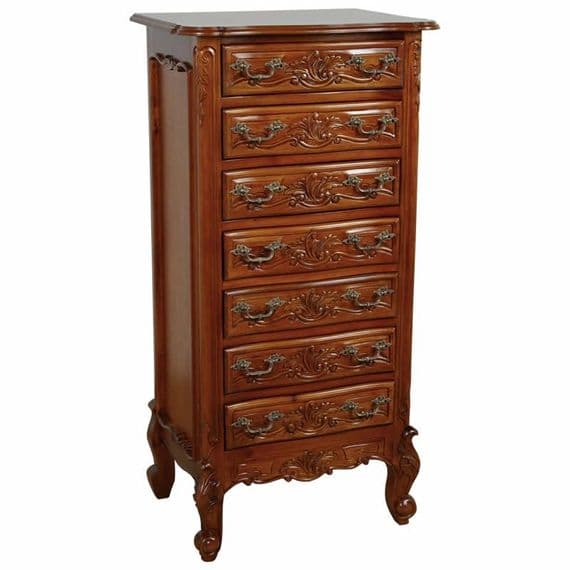 Louis 7 Drawer Tallboy Chest in Mahogany