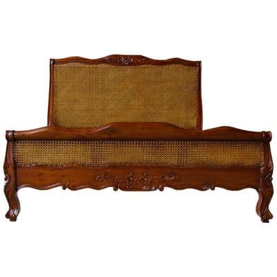 Louis Bed with Rattan and Low Footend