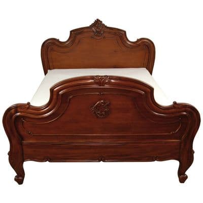 Louis Carved Bed in Polished Mahogany