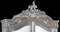 Louis Double Mirrored Armoire in Antique Silver