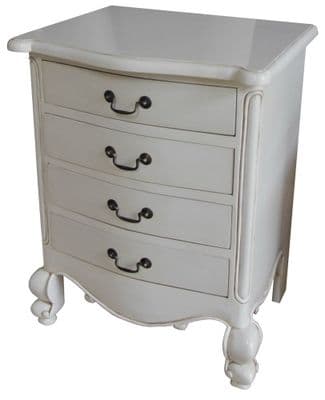 Louis Four Drawer Bedside in Antique White