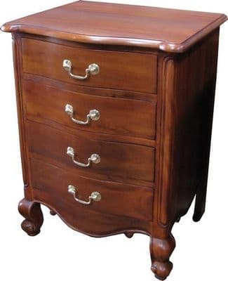 Louis Four Drawer Bedside in Mahogany