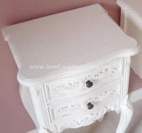 Louis French Bedside Tables in Antique White PAIR