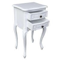 Louis French Bedside Tables in Antique White PAIR