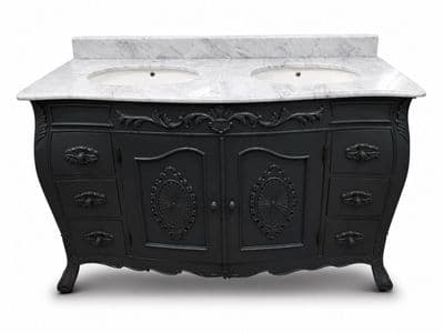 Louis Large Double Sink Vanity Unit with Solid Marble Top