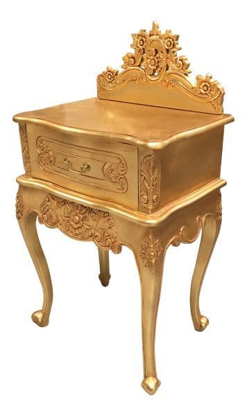 Louis One Drawer Gold Bedside Table
