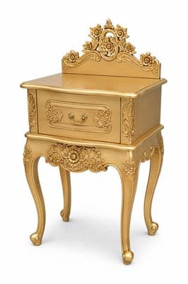Louis One Drawer Gold Bedside Table